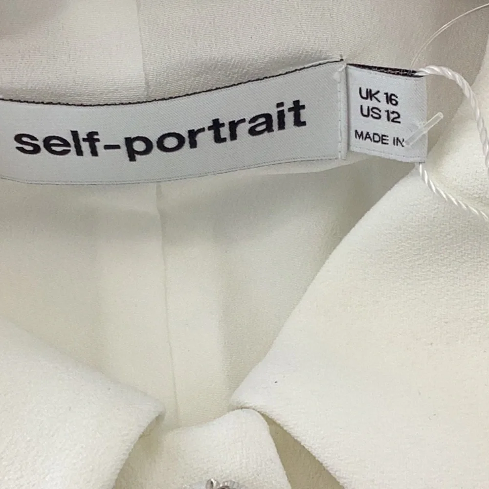 Self-Portrait Button up vest top sleeveless with placket in white